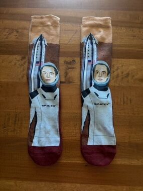 Good Luck Sock: SpaceX Themed Crew Men’s Socks - Brown & Maroon